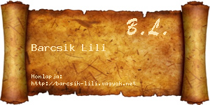 Barcsik Lili névjegykártya